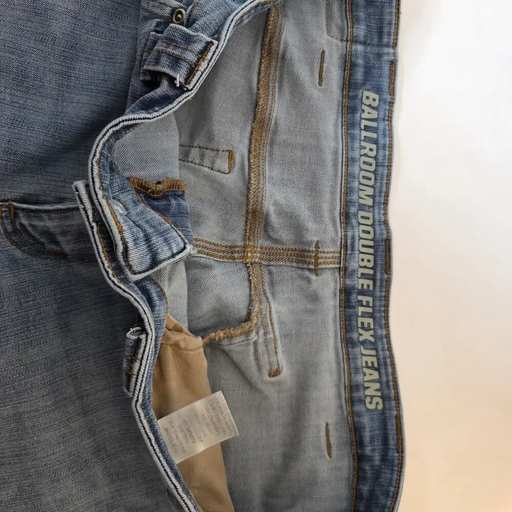 Duluth Trading Ballroom Double Flex Jeans Mens 38x32 Blue Slim Fit Straight